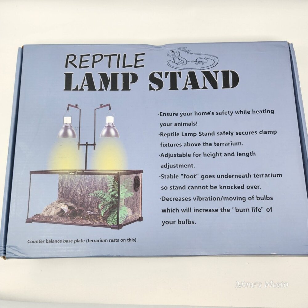 2 Hooks Reptile Lamp Stand Adjustable for Heights & Length